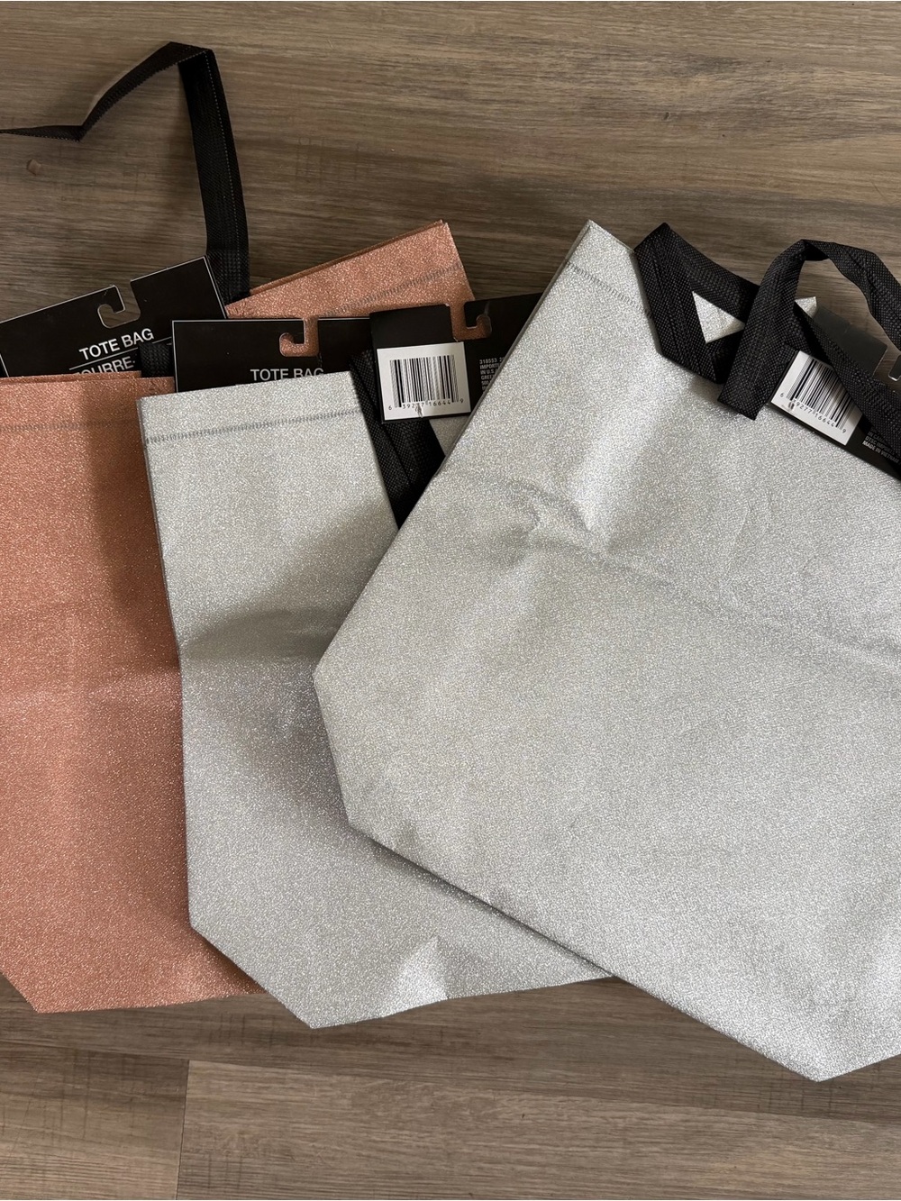 Glitter Tote Bag - Silver and Rose Gold